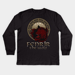 Fenrir the Wolf-A Viking Saga- Norse Mythology-Viking Kids Long Sleeve T-Shirt